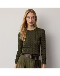 Ralph Lauren - Cable-Knit Silk-Blend Crewneck Jumper - Lyst