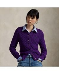 Polo Ralph Lauren - Cable-Knit Cotton Crewneck Cardigan - Lyst