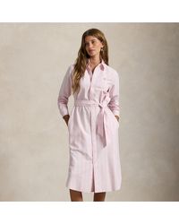 Polo Ralph Lauren - Gestreiftes Oxford-Hemdkleid Mit Gürtel - Lyst