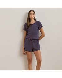 Ralph Lauren - Striped Rib-Knit Henley Boxer Pyjama Set - Lyst
