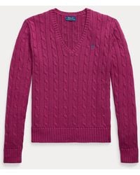 Polo Ralph Lauren - Maglia in cotone a trecce con scollo a V - Lyst