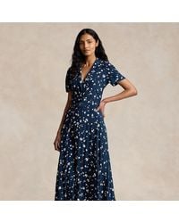 Polo Ralph Lauren - Vestido de crepé con flores - Lyst