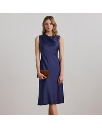 Ralph Lauren - Pleated Satin Charmeuse Cocktail Dress - Lyst