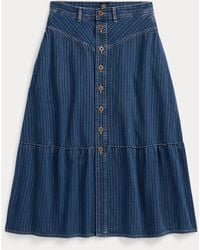 RRL - Gonna in denim a righe indaco - Lyst