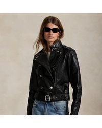 Polo Ralph Lauren - Giacca in pelle con borchie - Lyst