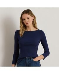 Ralph Lauren - Rib-Knit Cotton-Blend Boatneck Tee - Lyst