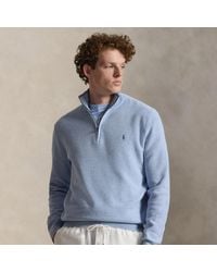 Polo Ralph Lauren - Mesh-Knit Cotton Quarter-Zip Jumper - Lyst