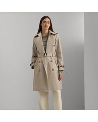 Lauren by Ralph Lauren - Ralph Lauren Faux-leather-trim Belted Trench Coat - Lyst