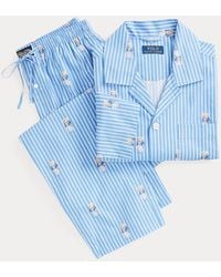 Polo Ralph Lauren Polo Bear Striped Cotton Pyjama Set - Blue