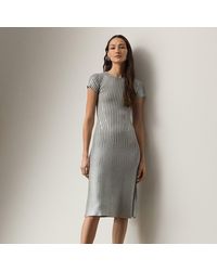 Ralph Lauren - Foiled Rib-Knit Jumper Day Dress - Lyst