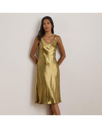 Ralph Lauren - Metallic Chiffon Sleeveless Dress - Lyst