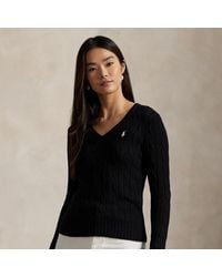 Polo Ralph Lauren - Maglia in cotone a trecce con scollo a V - Lyst