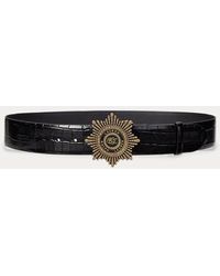 Ralph Lauren - Brede Riem Met Krokodilreliëf En Gesp - Lyst