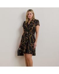 Ralph Lauren - Ralph Lauren Belting-Print Crepe Tie-Front Dress - Lyst