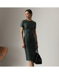 Ralph Lauren - Ralph Lauren Bethanne Lambskin Short-Sleeve Day Dress - Lyst