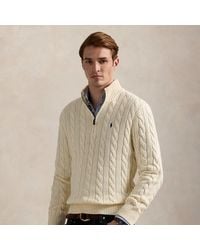 Ralph Lauren - Cable-Knit Cotton Quarter-Zip Sweater - Lyst
