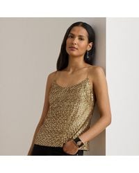 Ralph Lauren - Ärmelloses Mesh-Oberteil Mit Pailletten - Lyst