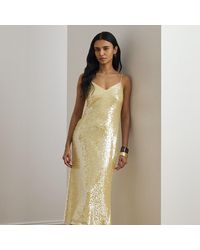 Ralph Lauren - Sequined Sleeveless Cocktail Dress - Lyst