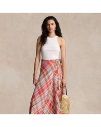 Polo Ralph Lauren - Plaid Linen Wrap Skirt - Lyst