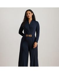 Ralph Lauren - Ralph Lauren Buckle-Trim Jersey Surplice Jumpsuit - Lyst
