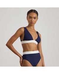 Ralph Lauren - Ralph Lauren Two-tone High-waisted Bikini Bottom - Lyst