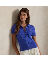 Polo Ralph Lauren - Cardigan polo in cotone a trecce - Lyst