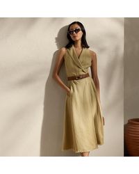 Ralph Lauren - Alecia Silk-linen Twill Day Dress - Lyst