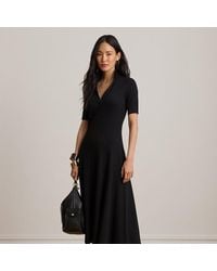 Ralph Lauren - Rib-Knit Elbow-Sleeve Polo Dress - Lyst