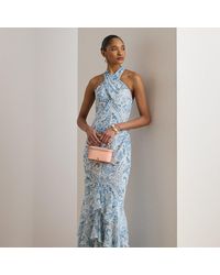 Ralph Lauren - Paisley Crinkle Georgette Halter Gown - Lyst