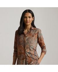 Ralph Lauren - Camicia in crêpe con motivo cashmere - Lyst