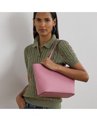 Ralph Lauren - Schraffierte Ledertragetasche Karly - Lyst