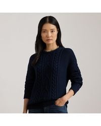 Ralph Lauren - Ralph Lauren Cable-Knit Cotton Crewneck Sweater - Lyst