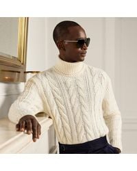 Ralph Lauren - Cable-Knit Cashmere Roll Neck Jumper - Lyst