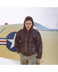 RRL - Shearling-Collar Leather Flight Jacket - Lyst