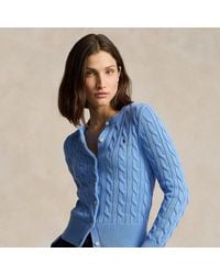 Ralph Lauren - Cable-knit Cotton Crewneck Cardigan - Lyst