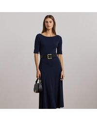 Ralph Lauren - Lauren - Tallas Pequeña - Vestido midi de algodón elástico - Lyst