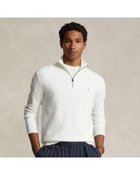 Polo Ralph Lauren - Mesh-Knit Cotton Quarter-Zip Sweater - Lyst