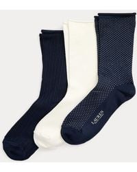 Ralph Lauren - Ralph Lauren Stretch Roll-Top Sock 3-Pack - Lyst