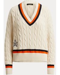 Ralph Lauren - Baumwoll-Cricketpullover Mit Zopfmuster - Lyst