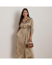 Ralph Lauren - Ralph Lauren Geo-Print Satin Charmeuse Shirtdress - Lyst