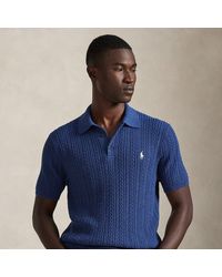Polo Ralph Lauren - Cable-Knit Cotton Polo-Collar Jumper - Lyst