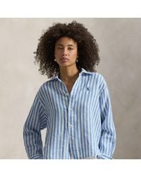 Polo Ralph Lauren - Wide Cropped Striped Linen Shirt - Lyst