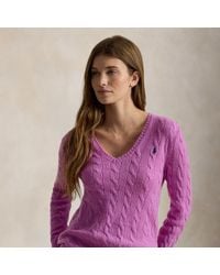 Polo Ralph Lauren - Cable-Knit Wool-Cashmere V-Neck Jumper - Lyst