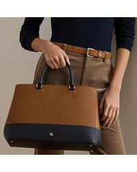 Ralph Lauren - Striped Leather Large Hanna Satchel - Lyst