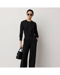 Ralph Lauren - Cable-Knit Silk Cropped Cardigan - Lyst