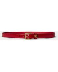 Ralph Lauren - Logo-Keeper Patent Leather Skinny Belt - Lyst