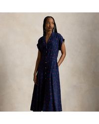 Polo Ralph Lauren - Floral Crepe Cap-Sleeve Shirt Dress - Lyst