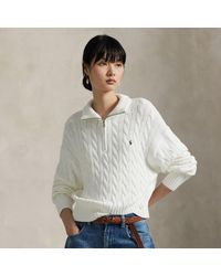 Polo Ralph Lauren - Cable-Knit Cotton Quarter-Zip Sweater - Lyst
