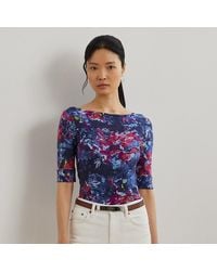 Ralph Lauren - Baumwoll-T-Shirt Mit U-Boot-Ausschnitt - Lyst
