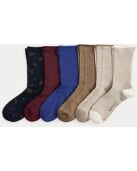 Ralph Lauren - Ralph Lauren Patterned Stretch Roll-Top Sock 6-Pack - Lyst